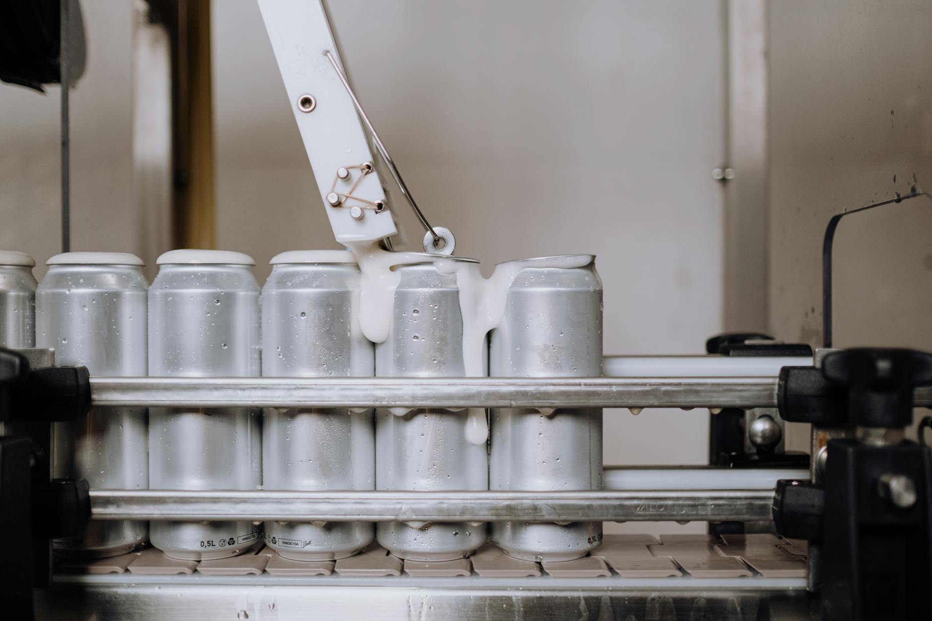 aluminum cans in the production line