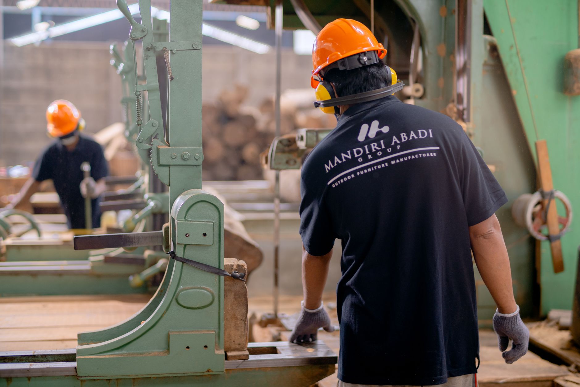 back view of a man at a factory